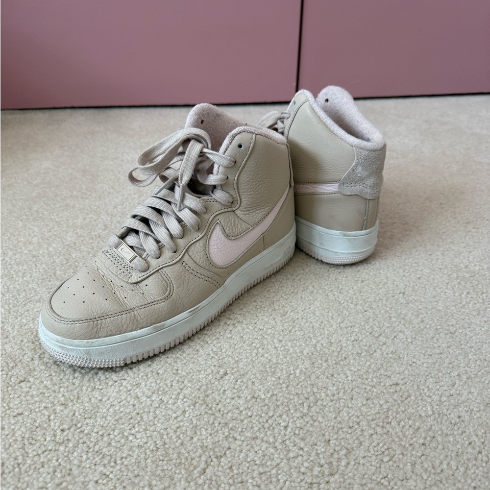 Nike Air Force 1 High Sculpt Cream and Pink Athletic High-Top Shoes